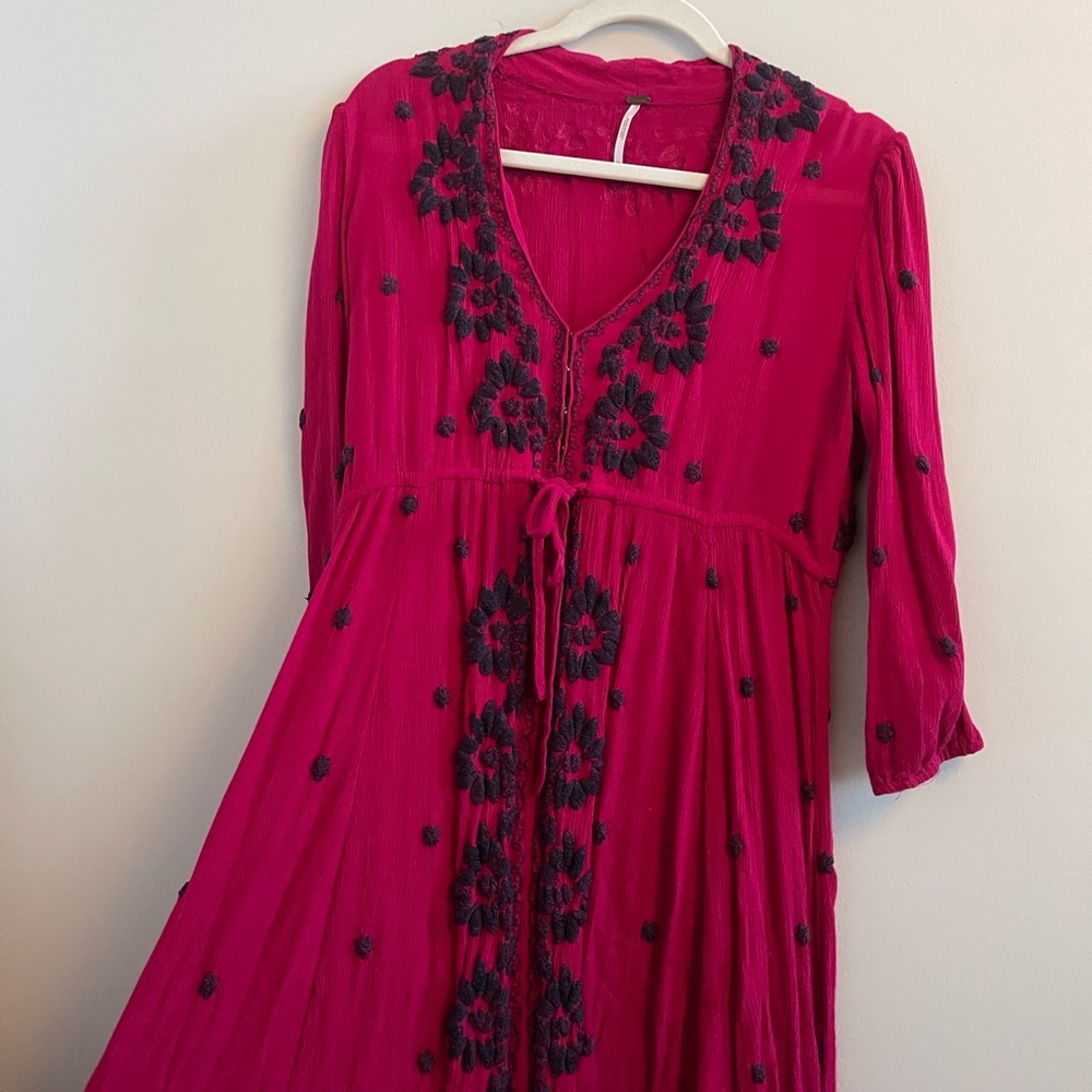 Free People Embroidered Midi Dress